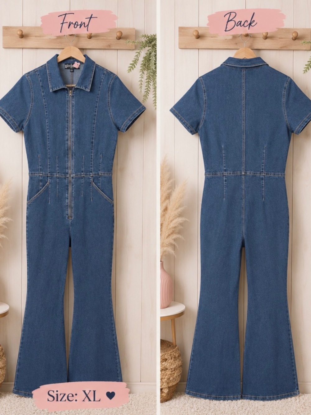 Girlish brand one piece blue Jean jumpsuit